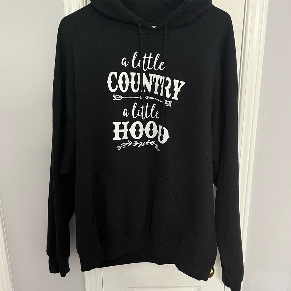 Black Hoodie with White Graphic Text